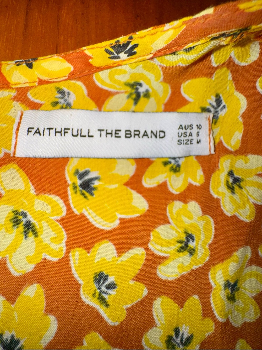 Faithfull the Brand “Ilia” Yellow Floral Mini Dress, Puffed Sleeves, Size 6 - Picture 8 of 14
